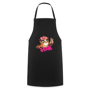 ESME - Beautiful Girl Name with Cute OWL - Cooking Apron - black - Front - AI Model Male 185 dark (185cm)