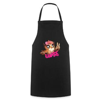 LUISE - Beautiful Girl Name with Cute OWL - Cooking Apron - black - Front - AI Model Male 185 dark (185cm)