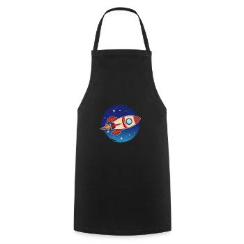 Fast Rocket Launches into space - Cooking Apron - black - Front - AI Model Male 185 dark (185cm)