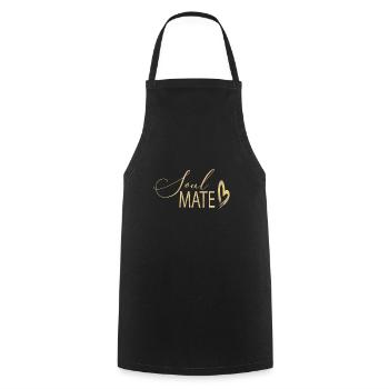 Soul Mate dans une typographie et un coeur cool - Tablier de cuisine - noir - Devant - AI Model Male 185 dark (185cm)