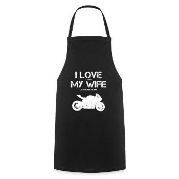 I Love My Wife Lustiger Motorradspruch für Männer - Kochschürze - Schwarz - Vorne - AI Model Male 185 dark (185cm)