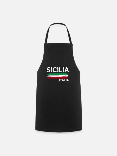Italie Sicile cadeau de vacances de plage d'été - Tablier de cuisine - noir