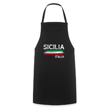 Italie Sicile cadeau - Tablier de cuisine - noir - Devant - AI Model Male 185 dark (185cm)