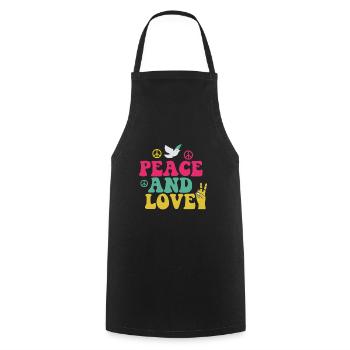 Hippie Peace and Love Puissance des fleurs des années 70 - Tablier de cuisine - noir - Devant - AI Model Male 185 dark (185cm)