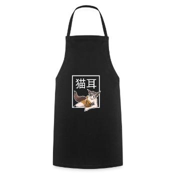 Neko Girl Kawaii - Cooking Apron - black - Front - AI Model Male 185 dark (185cm)