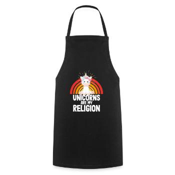 Licornes Licornes - Les licornes sont ma religion - Tablier de cuisine - noir - Devant - AI Model Male 185 dark (185cm)
