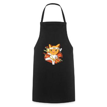 Karate Katze - Kochschürze - Schwarz - Vorne - AI Model Male 185 dark (185cm)