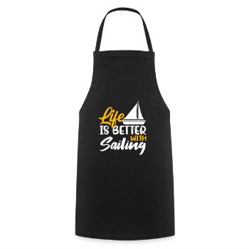 Life is better Sailing Sailors sailing - Cooking Apron - black - Front - AI Model Male 185 dark (185cm)