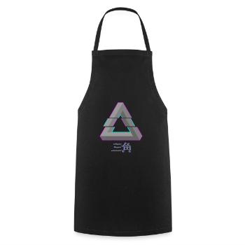 Penrose Dreieck - Glitch Vaporwave - Kochschürze - Schwarz - Vorne - AI Model Male 185 dark (185cm)