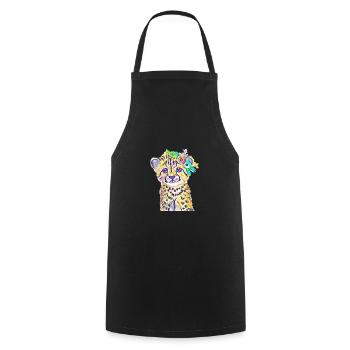 guépard - Tablier de cuisine - noir - Devant - AI Model Male 185 dark (185cm)