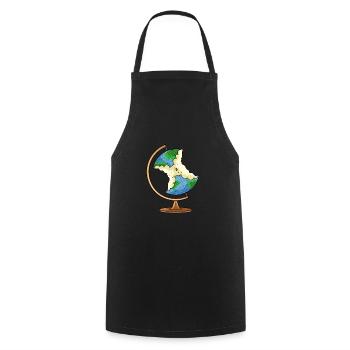 Globus Earth Apple Climate Protection Climate Change - Cooking Apron - black - Front - AI Model Male 185 dark (185cm)