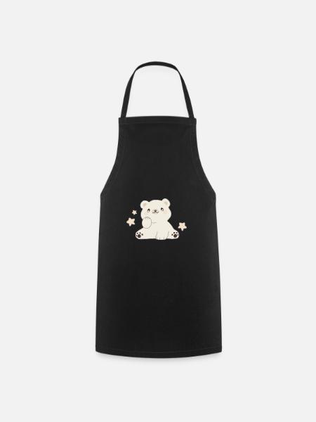 Teddy cute bear polar bear stars night for kids - Cooking Apron - black