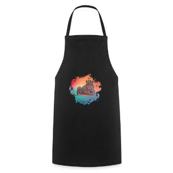 Leopard - Kochschürze - Schwarz - Vorne - AI Model Male 185 dark (185cm)