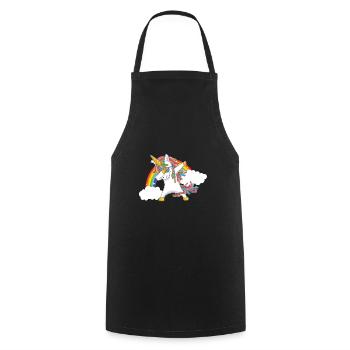 dabbing unicorn einhorn regenbogen - Kochschürze - Schwarz - Vorne - AI Model Male 185 dark (185cm)