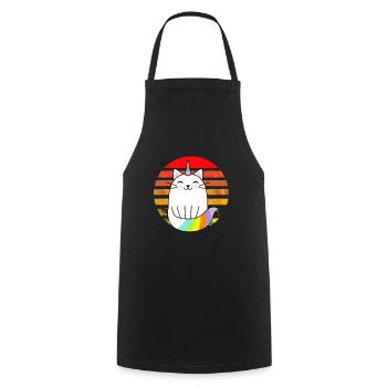 Unicorn cat rainbow sunset - Cooking Apron - black - Front - AI Model Male 185 dark (185cm)