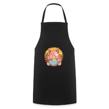 Ramen noodle soup Japan cat - Cooking Apron - black - Front - AI Model Male 185 dark (185cm)