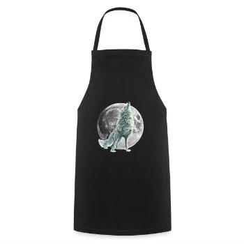 wolf - Cooking Apron - black - Front - AI Model Male 185 dark (185cm)