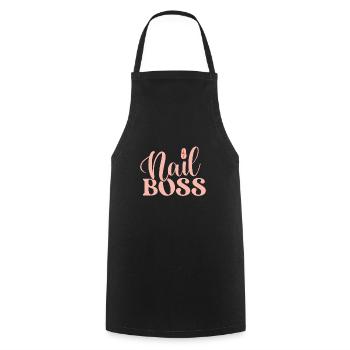 Nail Boss für eine Kosmetikerin oder - Kochschürze - Schwarz - Vorne - AI Model Male 185 dark (185cm)