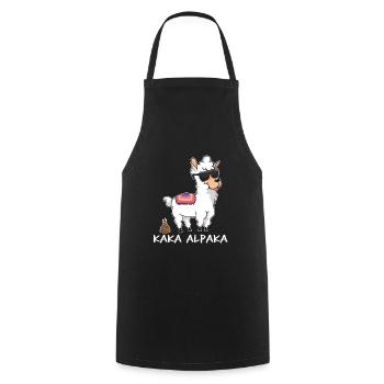 Kaka Alpaka - alpaga drôle avec un tas de merde - Tablier de cuisine - noir - Devant - AI Model Male 185 dark (185cm)