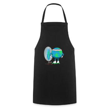 Terre plate de forme physique de globe terrestre de régime drôle - Tablier de cuisine - noir - Devant - AI Model Male 185 dark (185cm)