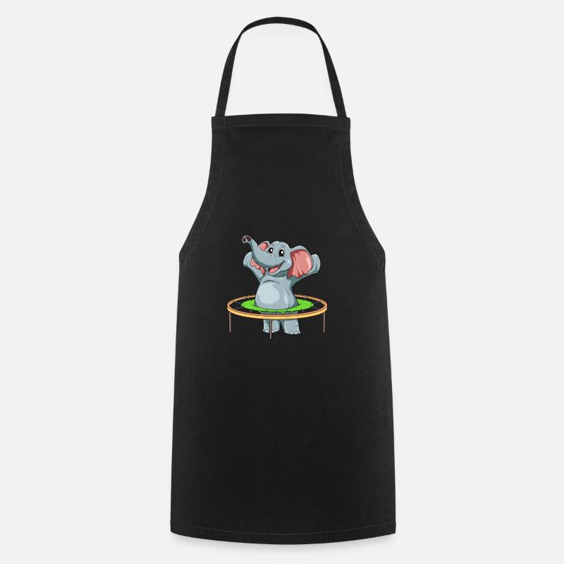 Funny elephant trampoline jumping - Cooking Apron - black