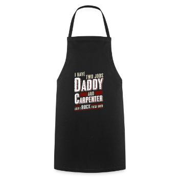 Papa et menuisier - Tablier de cuisine - noir - Devant - AI Model Male 185 dark (185cm)