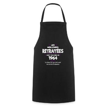 Retraite et 1964 cadeau humour retraitée - Tablier de cuisine - noir - Devant - AI Model Male 185 dark (185cm)