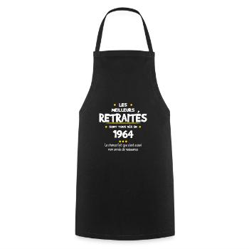 Retraite et 1964 cadeau humour retraité - Tablier de cuisine - noir - Devant - AI Model Male 185 dark (185cm)