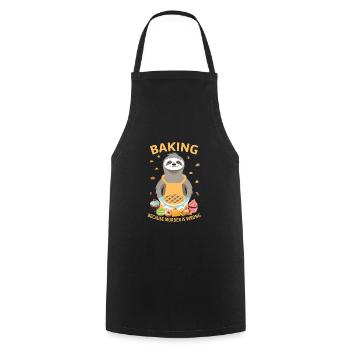 Backen weil Mord falsch ist Faultier Bäcker - Kochschürze - Schwarz - Vorne - AI Model Male 185 dark (185cm)