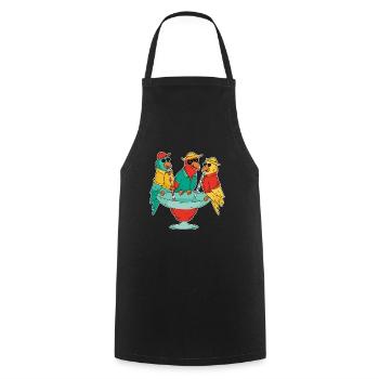 Cocktail Parrot Drinking Holiday Beach Drinking Sea - Cooking Apron - black - Front - AI Model Male 185 dark (185cm)