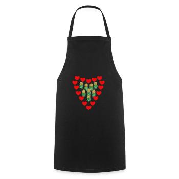 Ananas mit Herzen für Swinger und Paare - Kochschürze - Schwarz - Vorne - AI Model Male 185 dark (185cm)