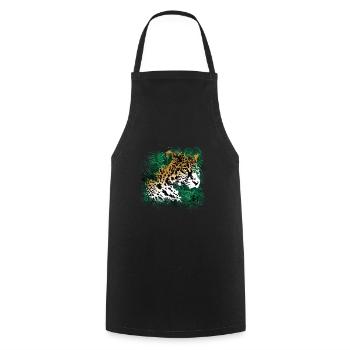 Leopard Rainforest Plants Nature Vegetation - Cooking Apron - black - Front - AI Model Male 185 dark (185cm)