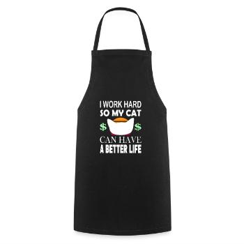 Je travaille dur pour que mon chat - Tablier de cuisine - noir - Devant - AI Model Male 185 dark (185cm)