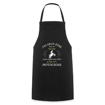 motocross dans ma tete humour moto cross homme - Tablier de cuisine - noir - Devant - AI Model Male 185 dark (185cm)