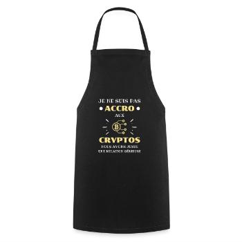 accro crypto humour crypto monnaie humoristique - Tablier de cuisine - noir - Devant - AI Model Male 185 dark (185cm)