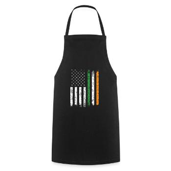 Moitié irlandais moitié américain Usa Irlande Drapeau irlandais - Tablier de cuisine - noir - Devant - AI Model Male 185 dark (185cm)