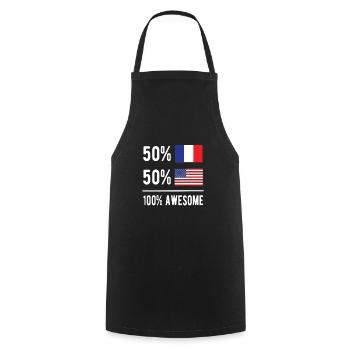 Moitié Français Moitié Américain Usa France - Tablier de cuisine - noir - Devant - AI Model Male 185 dark (185cm)