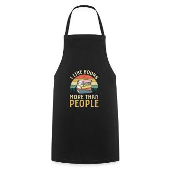 Book Reading Quote I Like Books More Than - Cooking Apron - black - Front - AI Model Male 185 dark (185cm)