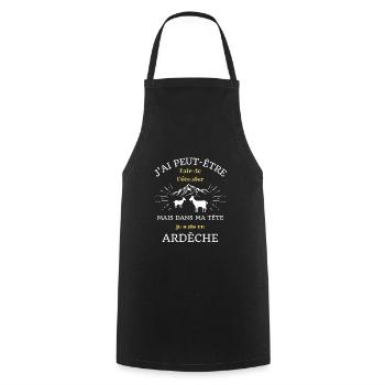 dans ma tete ardèche humour ardéchois cadeau drole - Tablier de cuisine - noir - Devant - AI Model Male 185 dark (185cm)