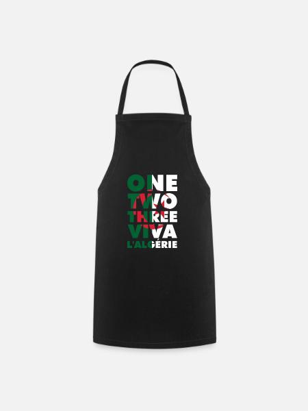 One two three viva l'algérie slogan DZ algérien - Tablier de cuisine - noir