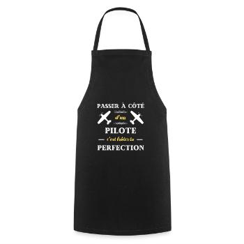perfection pilote avion humour aviateur ulm cadeau - Tablier de cuisine - noir - Devant - AI Model Male 185 dark (185cm)