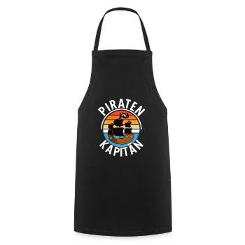 Pirat Kapitän Piratenschiff Totenkopf Seeräuber - Kochschürze - Schwarz - Vorne - AI Model Male 185 dark (185cm)