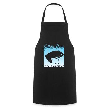 Gallatin River Montana Pêche à la mouche - Tablier de cuisine - noir - Devant - AI Model Male 185 dark (185cm)