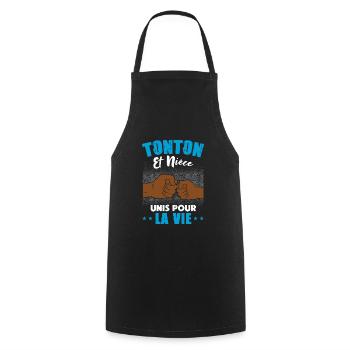 Cadeau annonce tonton et nièce unis pour la vie - Tablier de cuisine - noir - Devant - AI Model Male 185 dark (185cm)