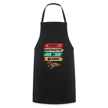 Bearded Dragon - Easily Distracted By Beards - Cooking Apron - black - Front - AI Model Male 185 dark (185cm)