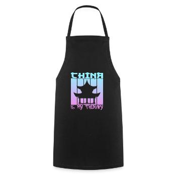 China is my therapy - Cooking Apron - black - Front - AI Model Male 185 dark (185cm)