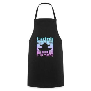 China is my therapy - Cooking Apron - black - Front - AI Model Male 185 dark (185cm)
