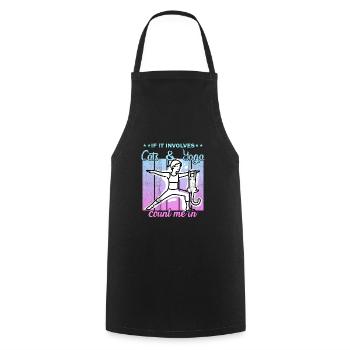If It Involves Cats & Yoga count me in - Cooking Apron - black - Front - AI Model Male 185 dark (185cm)