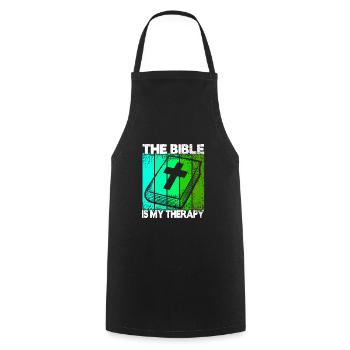 The Bible Is My Therapy - Cooking Apron - black - Front - AI Model Male 185 dark (185cm)