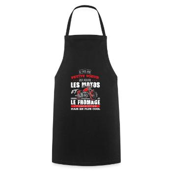 petite soeur motarde adore les motos fromage drôle - Tablier de cuisine - noir - Devant - AI Model Male 185 dark (185cm)